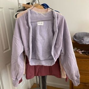 Aritzia wilfred free size l purple gray shrug cotton blend